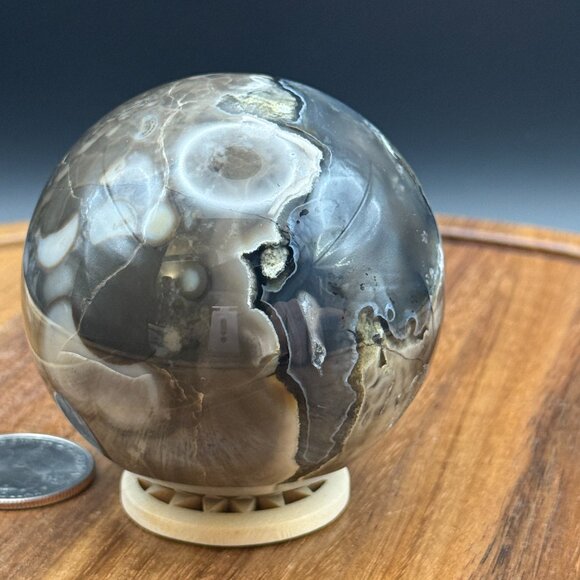 Volcanic Agate Sphere #4 62.8mm  Rocks and Minerals 318g - Picture 9 of 11